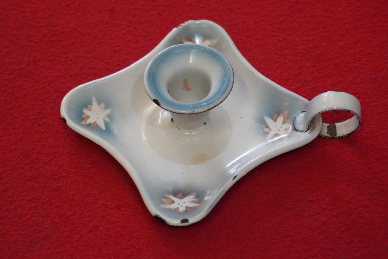 Bougeoir Vintage En Tôle émaillée Orange - Déco Rétro Années 50/60
