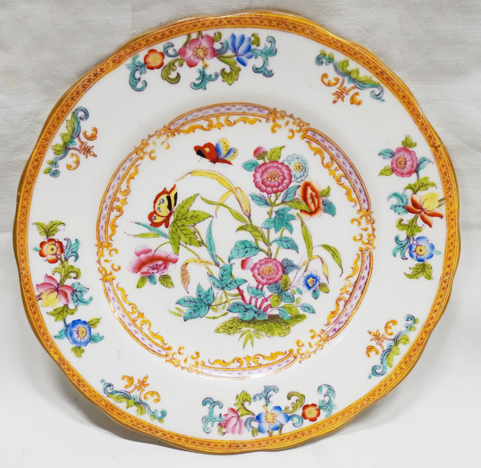 Lot De 12 Petites Assiettes à Dessert – Faïence St Amand – Décor Japonisant Scène Galante
