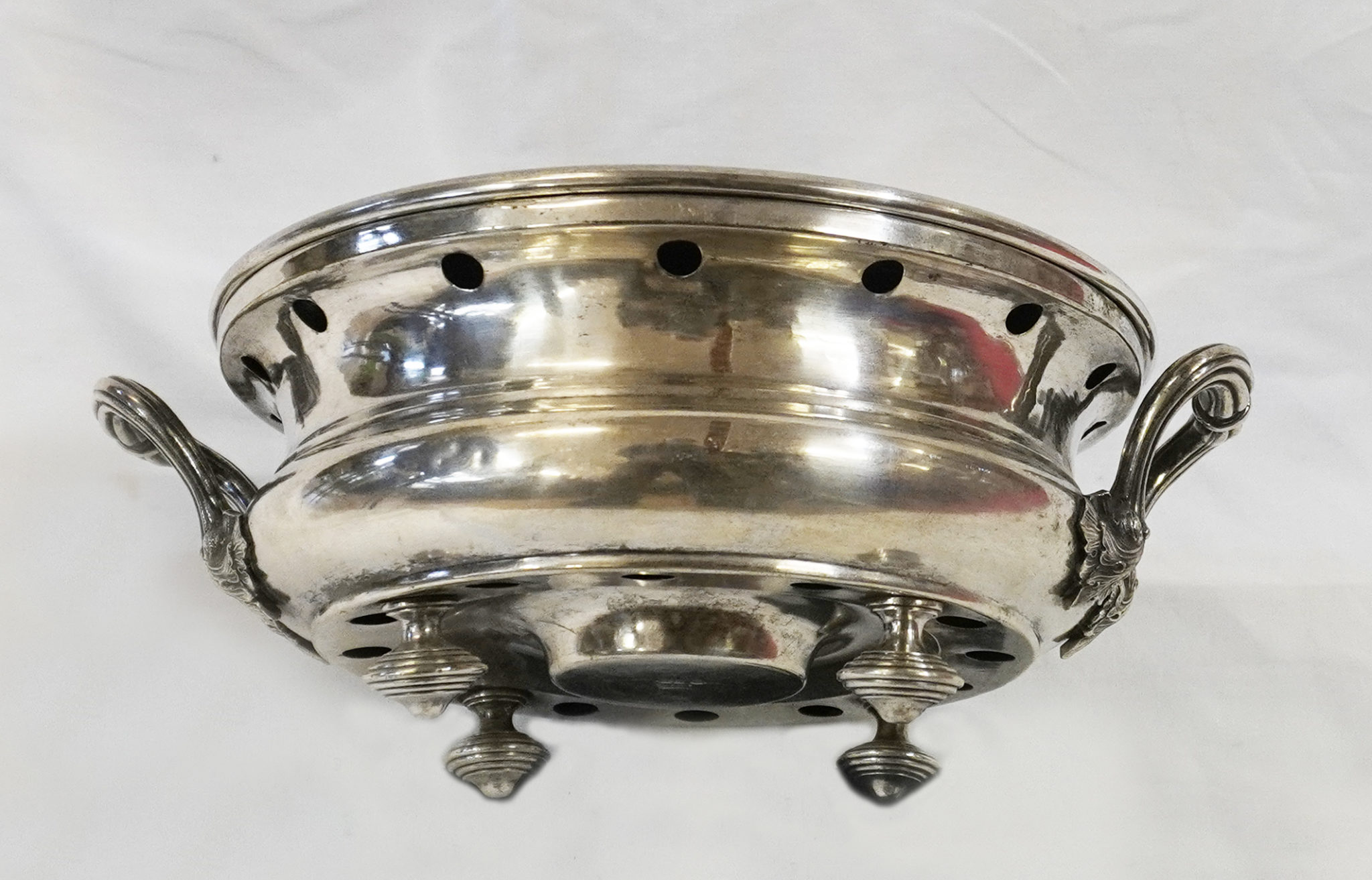 Chauffe-plat Ancien En Métal Argenté Poinçonné Double J - Vintage, Bon état